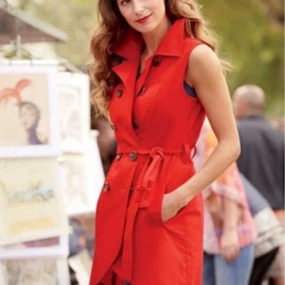 Cabi Red Vest Trench coat